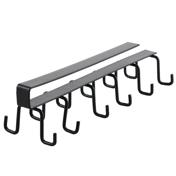 Double Hook Under Shelf Kitchen Cabinet Hanger Organiser Mug Cup Rack Holder