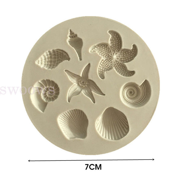 3D Sea Shell Silicone Fondant Mould Cake Sugar Craft Starfish Icing Baking Mold