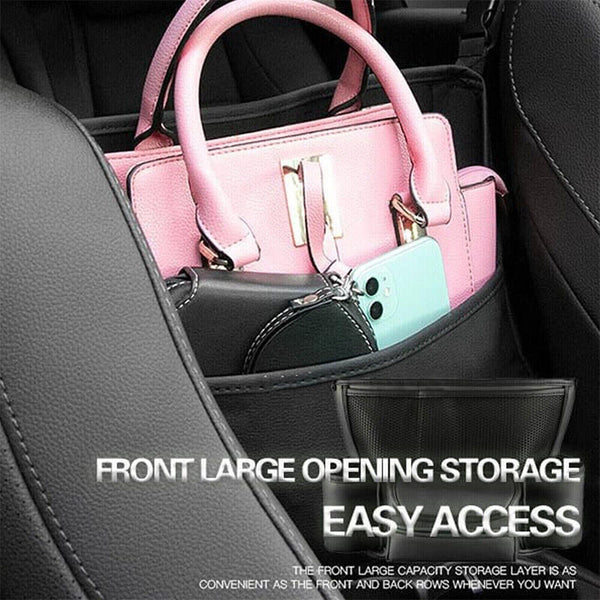 Car Net Pocket Handbag Holder Between Organiser PU-Leather Bag Seat Back Storage