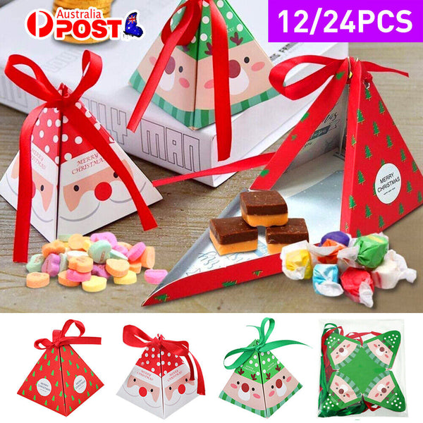 12PCS Christmas Candy Box Bag Christmas Tree Gift Box Paper Box Gift Party Bags