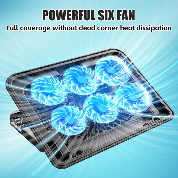 A9 Laptop Cooler (JS45.2) 6 Powerful Fan Table Stand for 12"-17" Laptop Blue LED