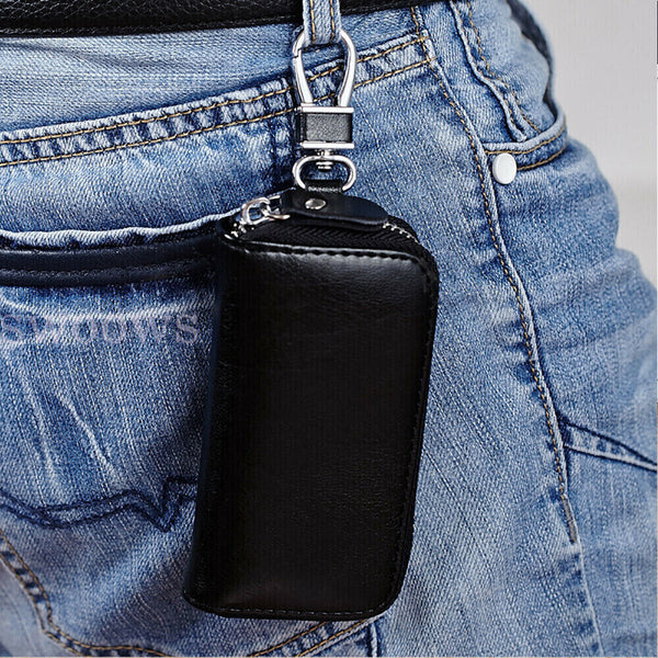 PU Leather Key Holder Case Keychain Pouch Bag Car Wallet Key Ring Unisex