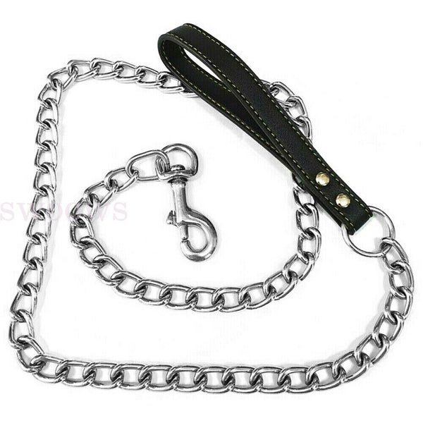 Metal Chain Dog Lead With Handle Long Strong Control Leash 0.2*120cm Heavy Duty