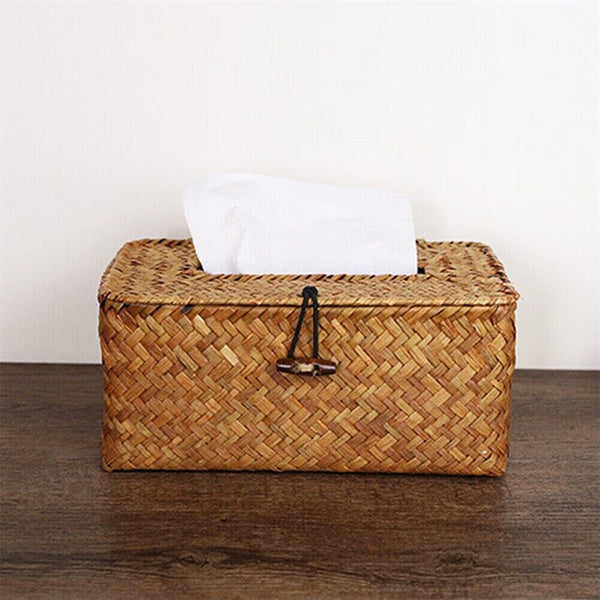 Napkin Holder Storage Case Cover Organizer Home Decor Woven Seagrass Tissue Box