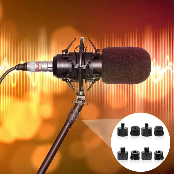 8Pcs Mic Thread 3/8 Mic Screw Adapters Adapter Kit 5/8 to 1/4 to 5/8 Mic Stand