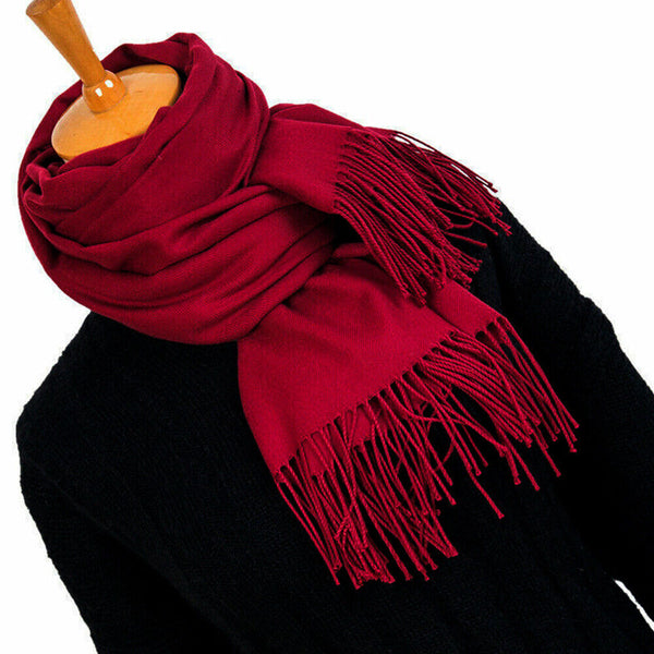 Women Ladies Scarf Tassels Cashmere Blend Pashmina Wrap Shawl Plain ELegant