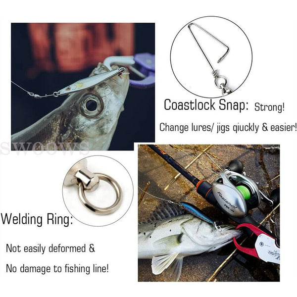 Fishing Swivels Ball Bearing Coastlock Snap Stainless Steel Trolling Connector