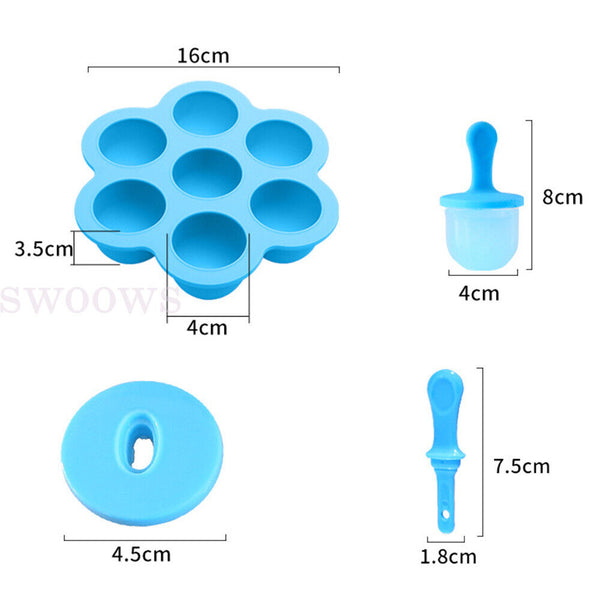 2x Ice Cream Mould Block Silicone 4 Cavity Frozen Molds Icy Pole Jelly Ice Lolly