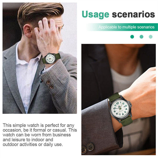 1/2x Mens Date Stainless Steel Military Sports Analog Quartz Army Wrist Watch