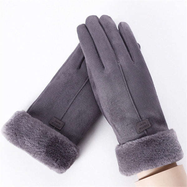 Outdoor Women Winter Gloves Thermal Sheepskin Touch Screen Warm Windproof Soft