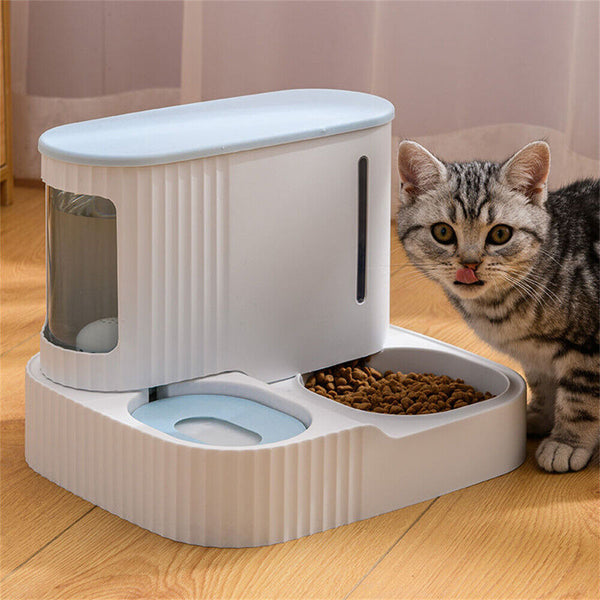 2 in1 Automatic Pet Dog Cat Food Water Dispenser Feeder Self Feeding Bowl Bottle