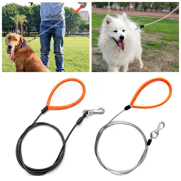 150CM Pet Dog Leash Chain Stainless Steel Bite Resistant Dog Lead Soft Handle