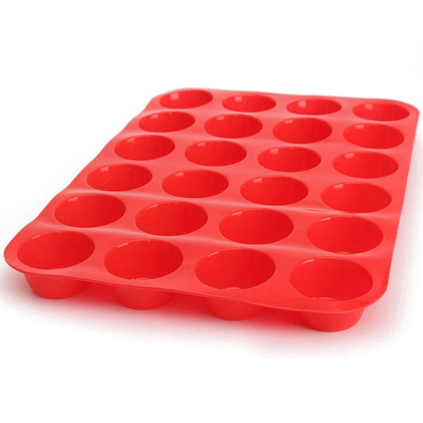 1-2x Pan Tray Silicone Mould 24 Cavity Mini Cupcake Cookie Baking Mold MuffinCup