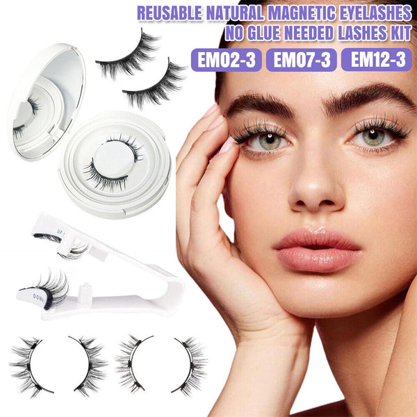 Reusable Natural Magnetic Eyelashes with Applicator No Glue Needed Lashes Kit AU