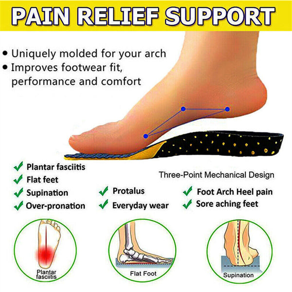 Orthotic Insoles Shoes Arch Support Pain Relief Orthopedic Inner Sole Men Women