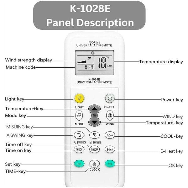 Universal A/C Air Conditioning Remote Control Air Con ALL MAJOR BRANDS LCD DGS