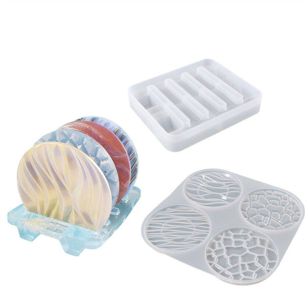 Coaster Cup Mat Mold Wave Diamond Pattern Silicone Mould for Epoxy Resin Casting