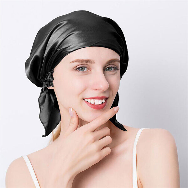 Women's Pure Mulberry Silk Sleep Hair Hat Care Satin Sleeping Bonnet Night Cap