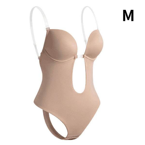 Women Invisible Push Up Bra Backless Bodysuit wedding Party Bra Deep U Underwear