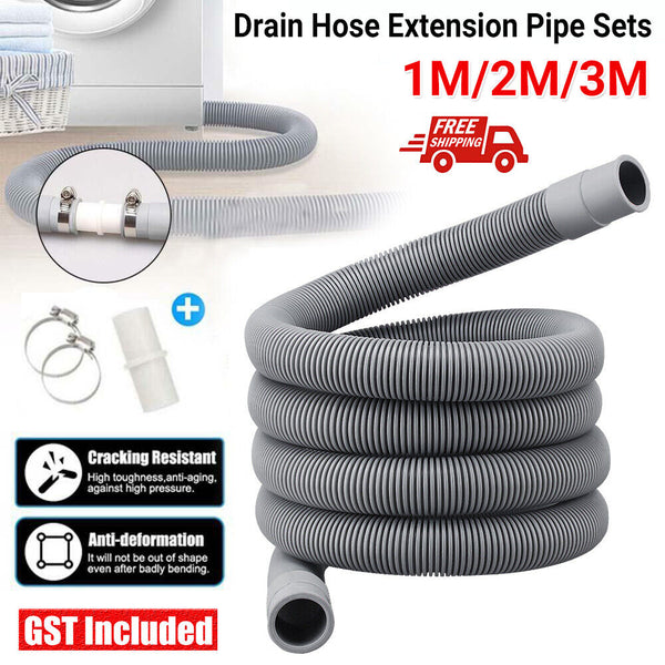 1/2/3M Washing Machine Dishwasher Drain Waste Hose Extension Pipe Sets Universal