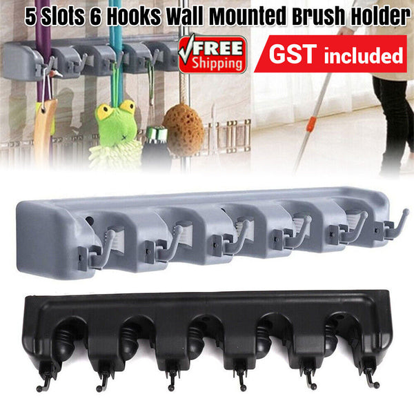 Broom Hanger Mop Holder Wall Mounted Brush Storage Rack Organizer Kitchen Tool