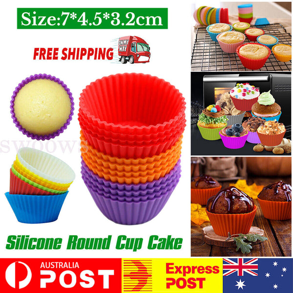 10-20x Muffin Silicone Cupcake Case Round Cup Cake DIY Bake Mold Baking Mould