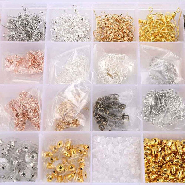 2500Pcs DIY Earring Making Supplies Kit with Earring Hooks Jump Rings Pliers AU