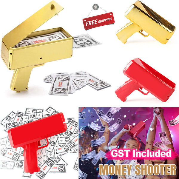 Multi-Coloured Money Shooter Spray Cash Toy Money Gun Prop 100pcs Bill Dispenser