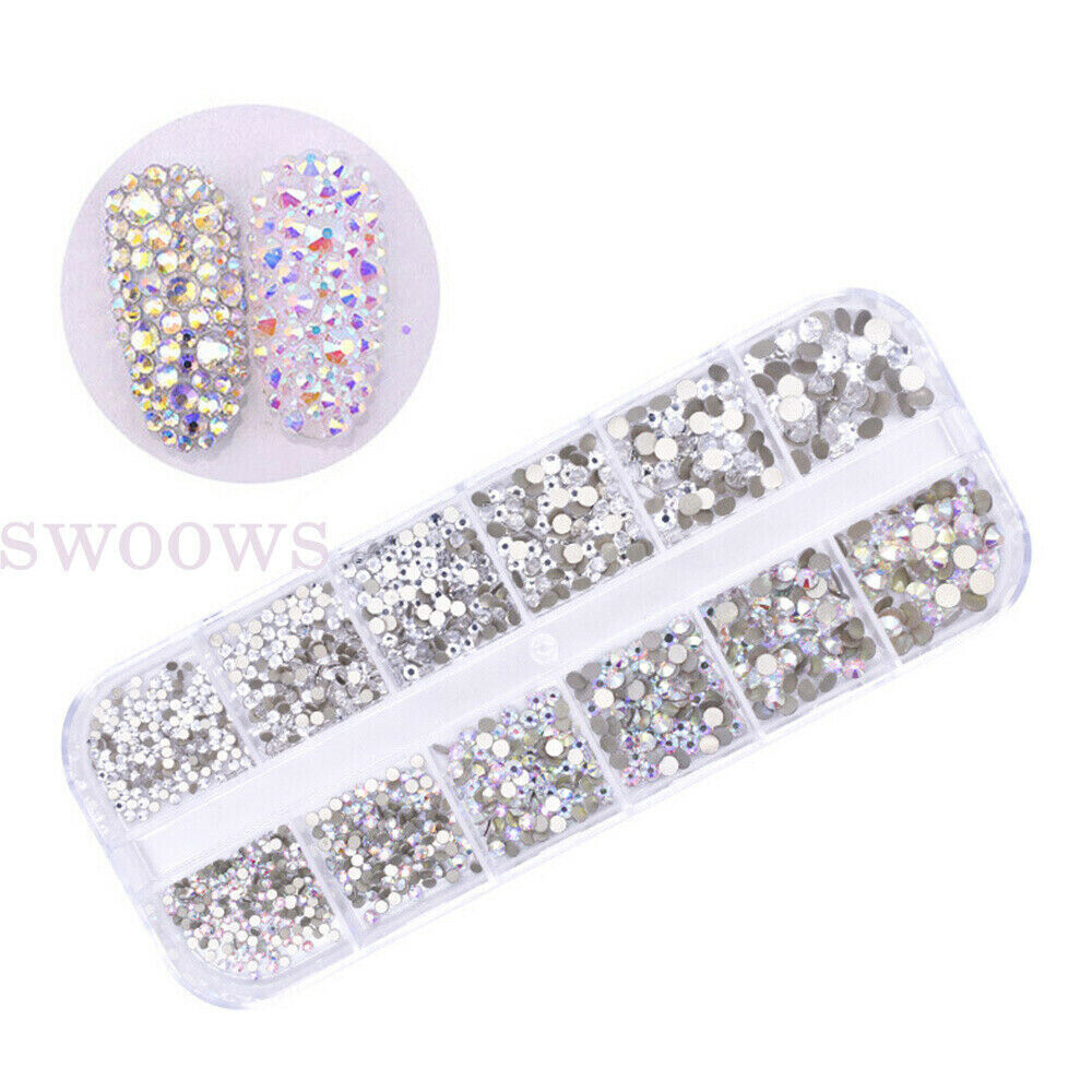 Nail Art 3D Assorted Rhinestones Gem Pearl Glitter Sequins Nail Decor Tips