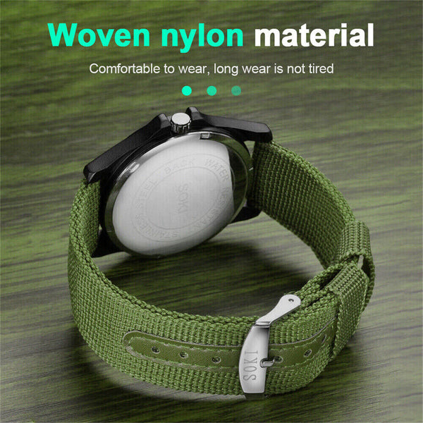 1/2x Mens Date Stainless Steel Military Sports Analog Quartz Army Wrist Watch