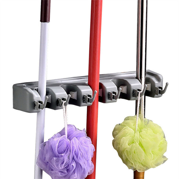 Broom Hanger Mop Holder Wall Mounted Brush Storage Rack Organizer Kitchen Tool