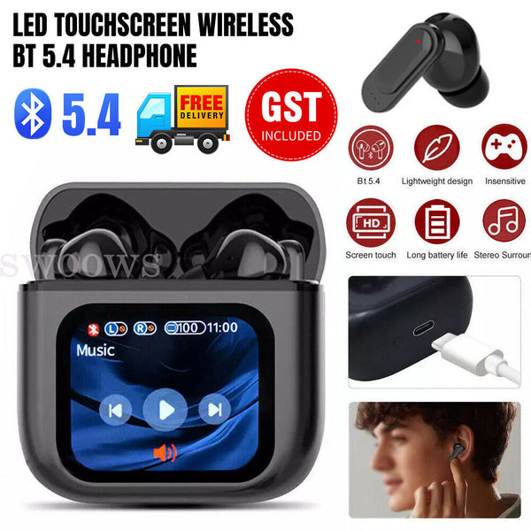 LED Touchscreen Wireless Bluetooth 5.4 Headphone Visible Active TWS Earphones