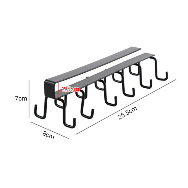 Double Hook Under Shelf Kitchen Cabinet Hanger Organiser Mug Cup Rack Holder