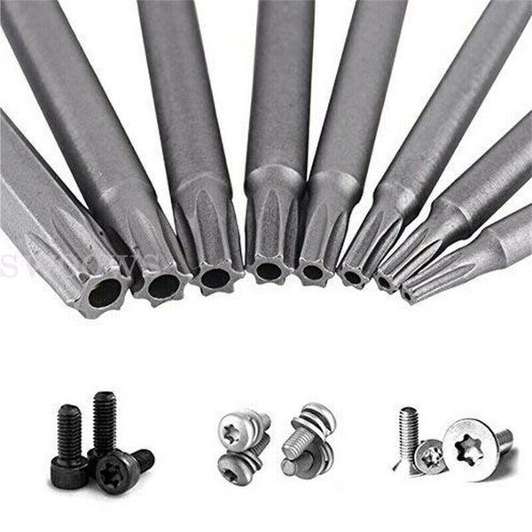 8x T8-T40 Torx Screwdriver Bit Set Hex Security Magnetic Head 100mm Long New