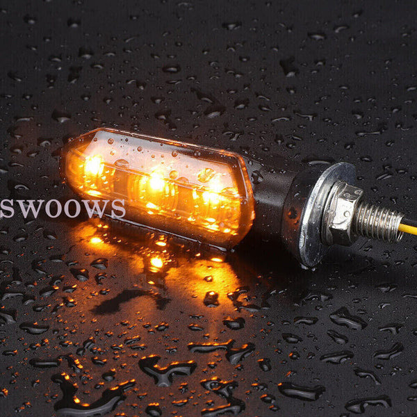 Motorcycle Indicators Bike LED Blinkers Turn Signal Light Amber Universal