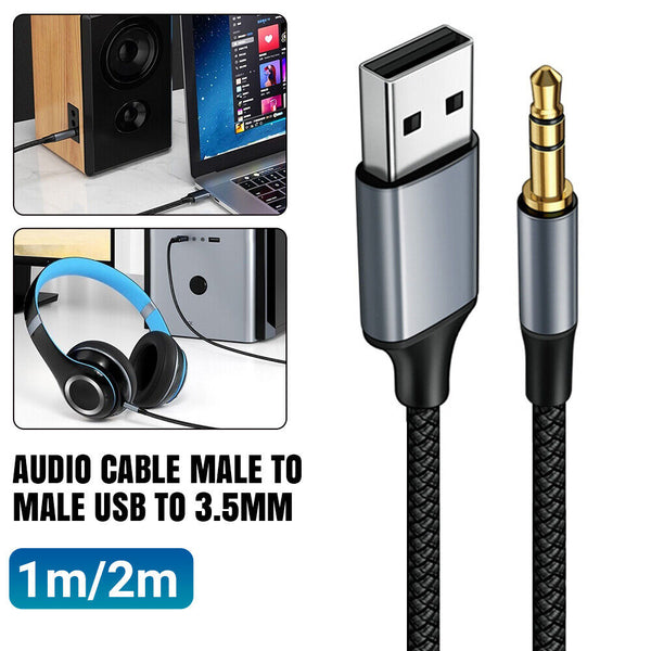 Adapter Wire USB A to 3.5 Jack Male to Male USB to 3.5mm Aux Line Audio Cable