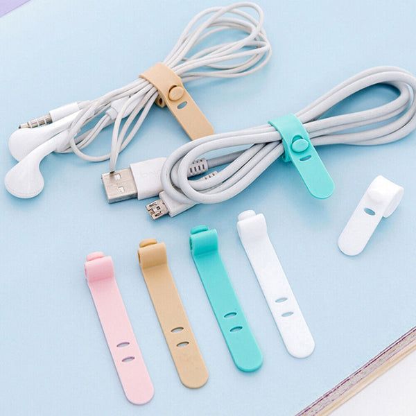 10pcs Silicone Organiser Tie Cable Earphone Cord Clip Holder Headphone Winder