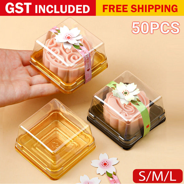 50pcs Square Moon Cake Dessert Mooncake Packaging Box Container AU Size S/M/L