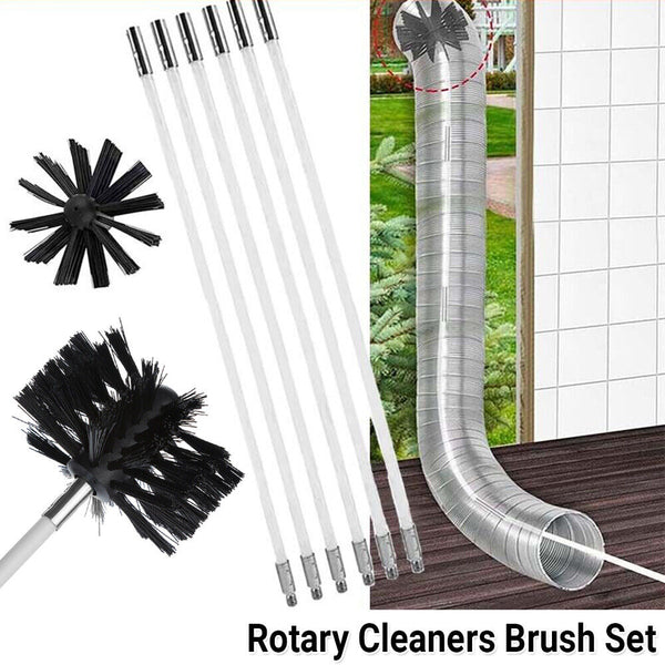 Rotary Chimney Cleaners Brush Cleaning Sweep System Fireplace Kit Flexible Rod