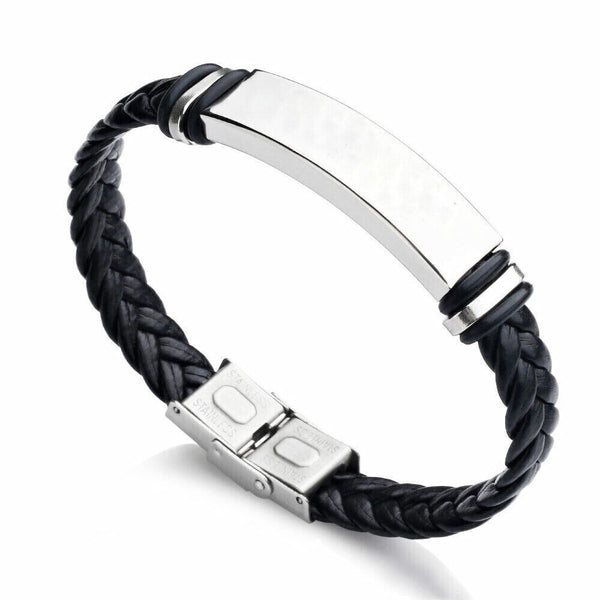 1/2x PU Leather Bracelet Gift for Dad Daddy Fathers Day Mens (without font)