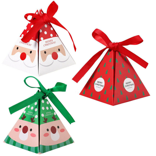 12PCS Christmas Candy Box Bag Christmas Tree Gift Box Paper Box Gift Party Bags