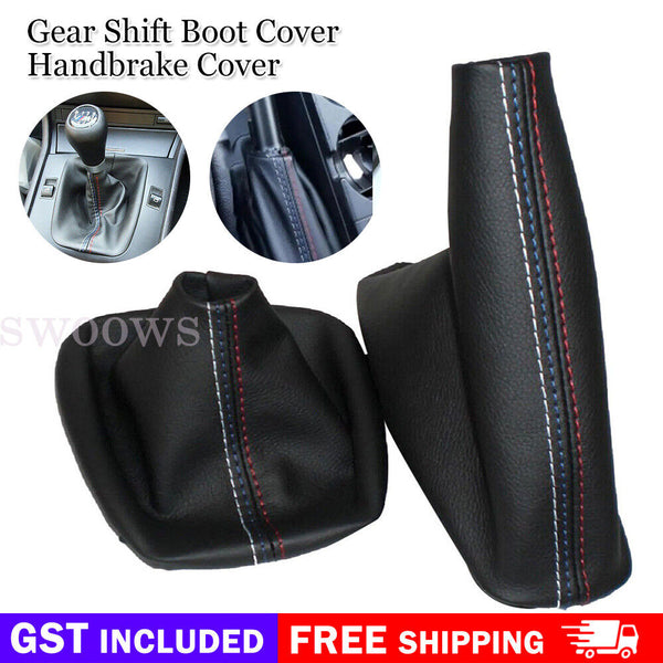 Leather Gear Shift Knob Handbrake Gaiter Boot Cover For BMW E30 E36 E34 E46 Z3