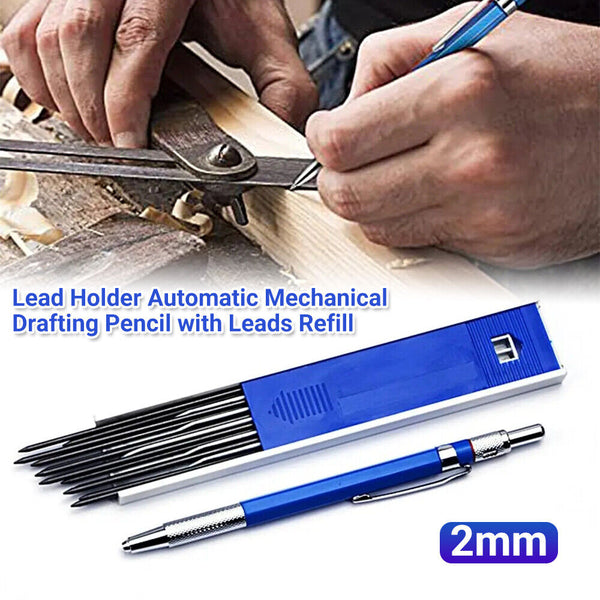 UP 2SETS 2MM Blue Mechanical Leadholder Clutch Pencil W/ 12 x 2B 2mm Lead