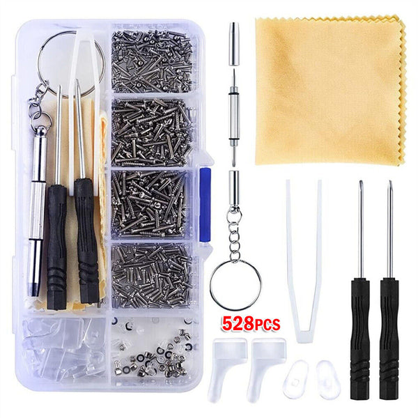 Watch Glasses Repair Tool Eyeglasses Sunglasses Screws Nut Pad Screwdriver Kit