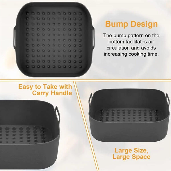 Square Air Fryer Mat Silicone Pot Baking Tray Liner Reusable Oven Accessories AU