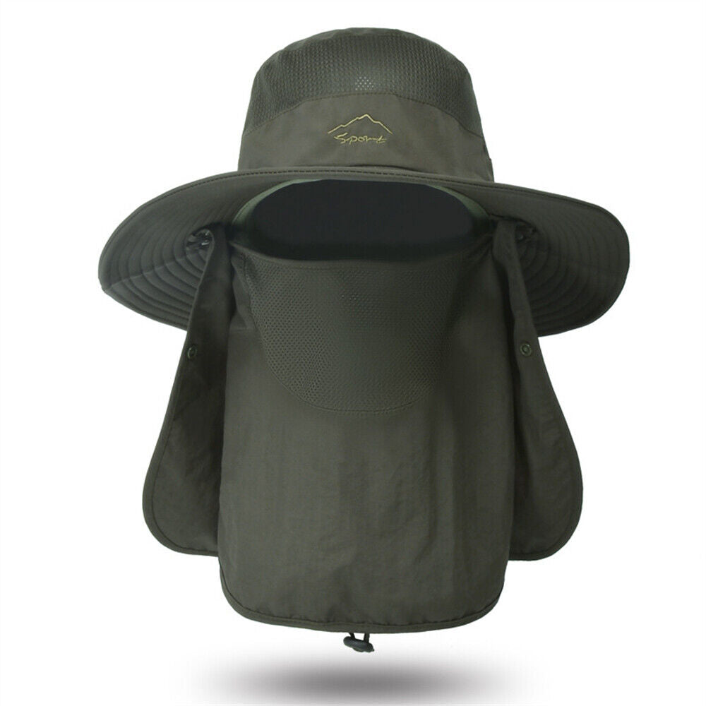 Mens Neck Flap Hat Wide Brim Cap Face Unisex Hiking Fishing UV Sun Protection AU