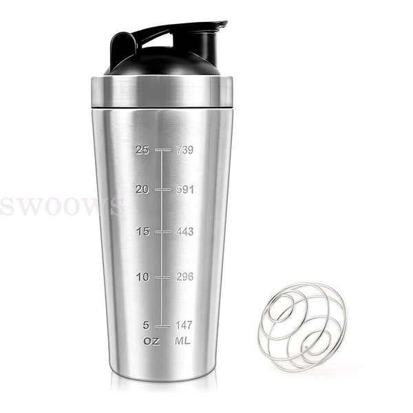 1/2x 750ml Stainless Steel Single Layer Shaker Cup Sports Water Cup, Fitness Cup