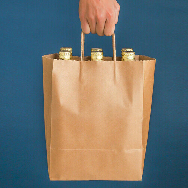 Bulk Kraft Brown Paper Bags with Handles Craft Merchandise Shopping Retail Bags