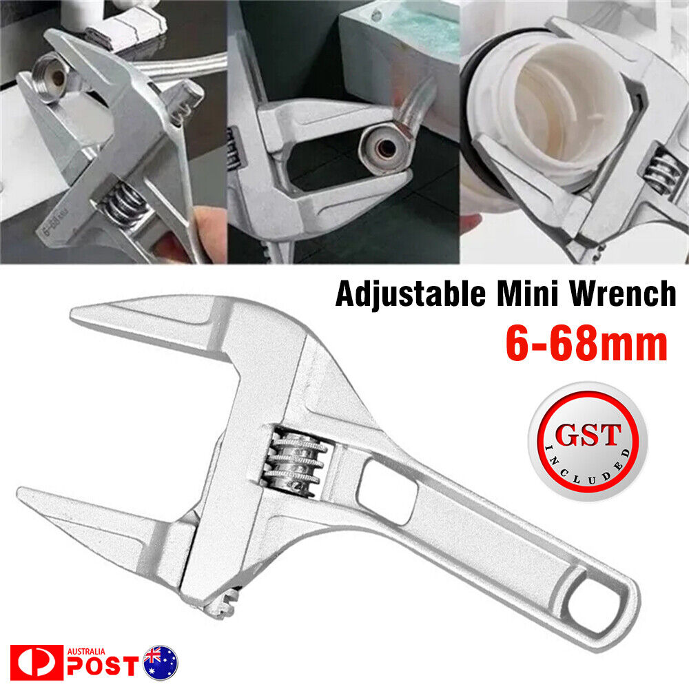 1-2x Adjustable Mini Wrench with Large Opening Big Jaw Tool Adjustable Spanner