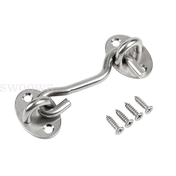 Cabin Hook And Eye Latch Lock Shed Gate Door Stainless Steel Catch Silent Holder